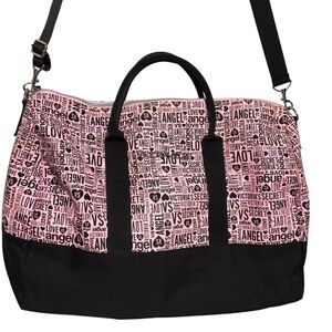 Victoria Secret Angel Love Pink Canvas Duffel Gym BAG Tote AOP